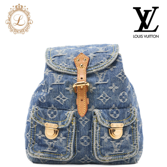 Louis Vuitton Shoulder Backpack Bag, Monogram Denim, Blue, Gold-Tone Hardware, Pre-Owned - Vintage La Charme