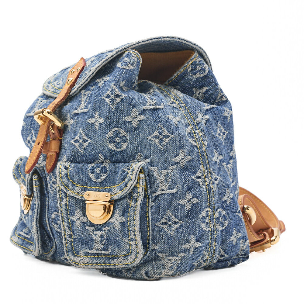 LOUIS VUITTON Louis Vuitton Monogram Denim Sackad PM M95057 Backpack Blue Gold-Tone Hardware, Pre-Owned