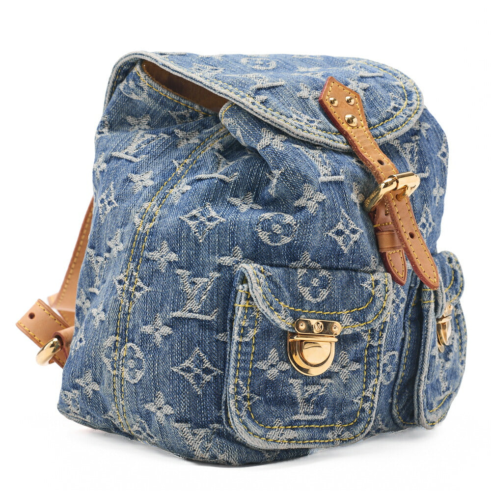 LOUIS VUITTON Louis Vuitton Monogram Denim Sackad PM M95057 Backpack Blue Gold-Tone Hardware, Pre-Owned