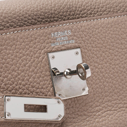 HERMES Kelly 35 Handbag 2WAY Tryon Clemence Leather Argile Silver-Tone Hardware Pre-Owned - Vintage La Charme