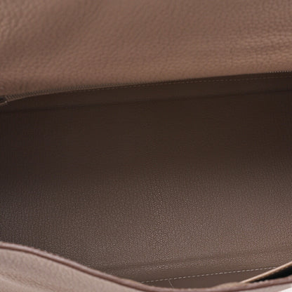 HERMES Kelly 35 Handbag 2WAY Tryon Clemence Leather Argile Silver-Tone Hardware Pre-Owned - Vintage La Charme