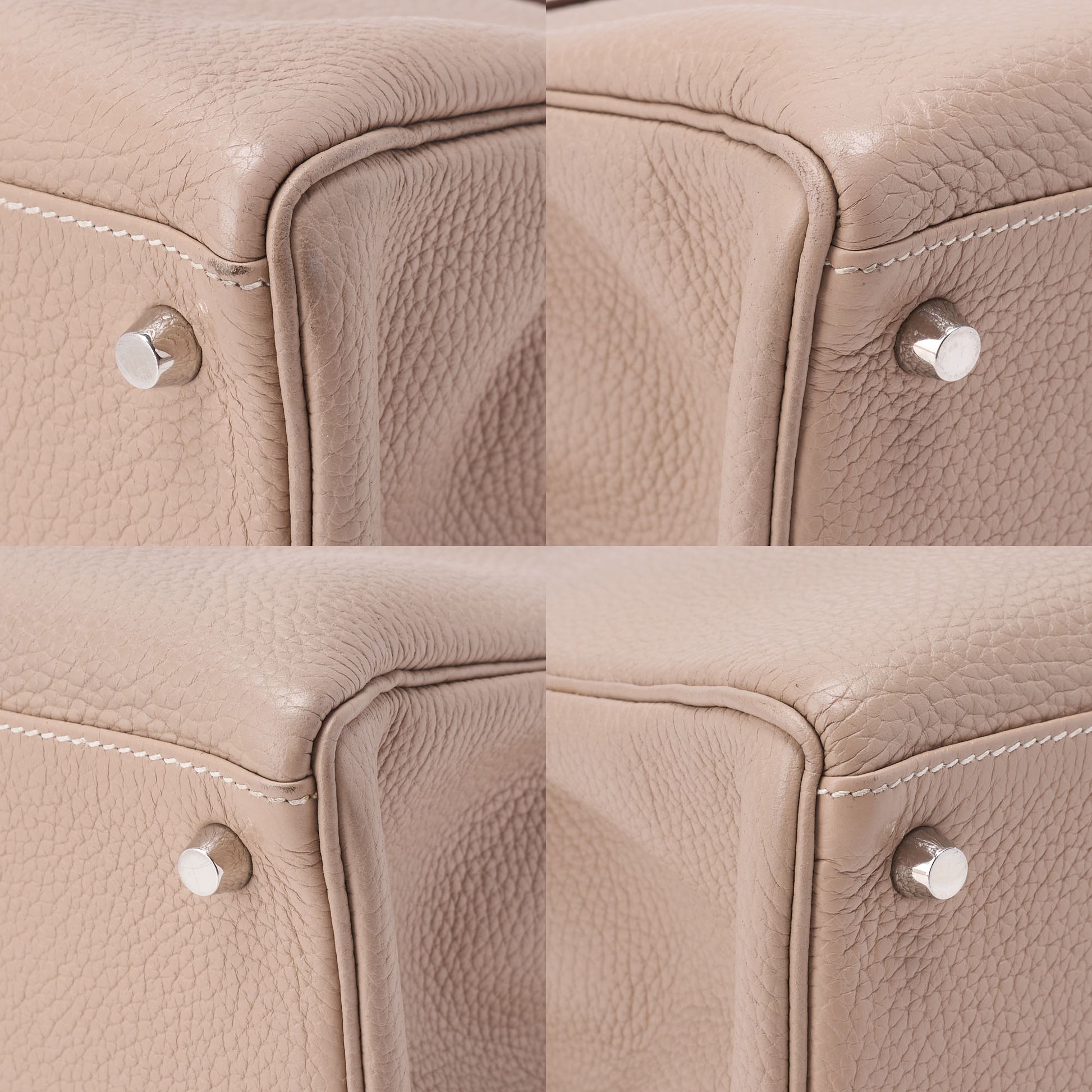HERMES Kelly 35 Handbag 2WAY Tryon Clemence Leather Argile Silver-Tone Hardware Pre-Owned - Vintage La Charme