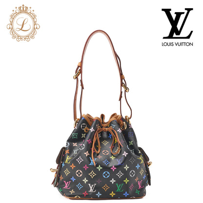 Louis Vuitton Shoulder Bag, Monogram Multicolor, Canvas, Black, Gold-Tone Hardware, Pre-Owned - Vintage La Charme