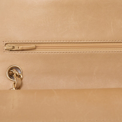 CHANEL Shoulder Bag Matelasse Double Flap Lambskin Beige Gold-Tone Hardware Pre-Owned - Vintage La Charme