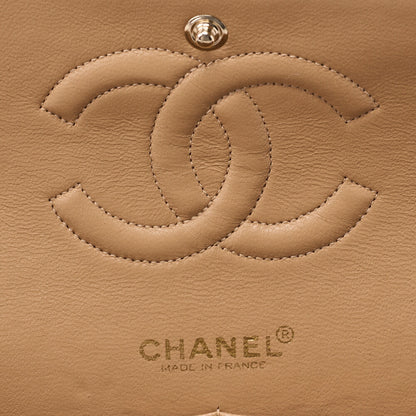 CHANEL Shoulder Bag Matelasse Double Flap Lambskin Beige Gold-Tone Hardware Pre-Owned - Vintage La Charme
