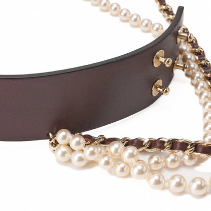 CHANEL Coco Mark Chain Belt GPx  Leather Black x Gold (Gold Plated) Gold Chain Belt Earrings Women's Earrings Women's Bag High Brand [Used] [Free Shipping]