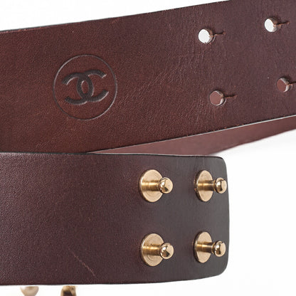 CHANEL Coco Mark Chain Belt GPx  Leather Black x Gold (Gold Plated) Gold Chain Belt Earrings Women's Earrings Women's Bag High Brand [Used] [Free Shipping]