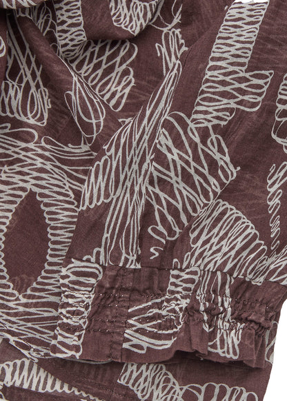 CHANEL Langarmbluse, Coco Mark Ribbon, 100 % Baumwolle, Braun, goldfarbene Metallteile, gebraucht