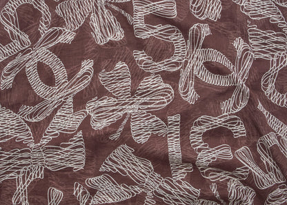 CHANEL Langarmbluse, Coco Mark Ribbon, 100 % Baumwolle, Braun, goldfarbene Metallteile, gebraucht