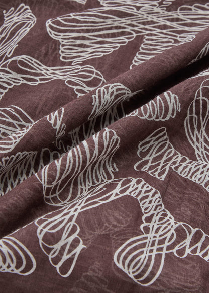 CHANEL Langarmbluse, Coco Mark Ribbon, 100 % Baumwolle, Braun, goldfarbene Metallteile, gebraucht