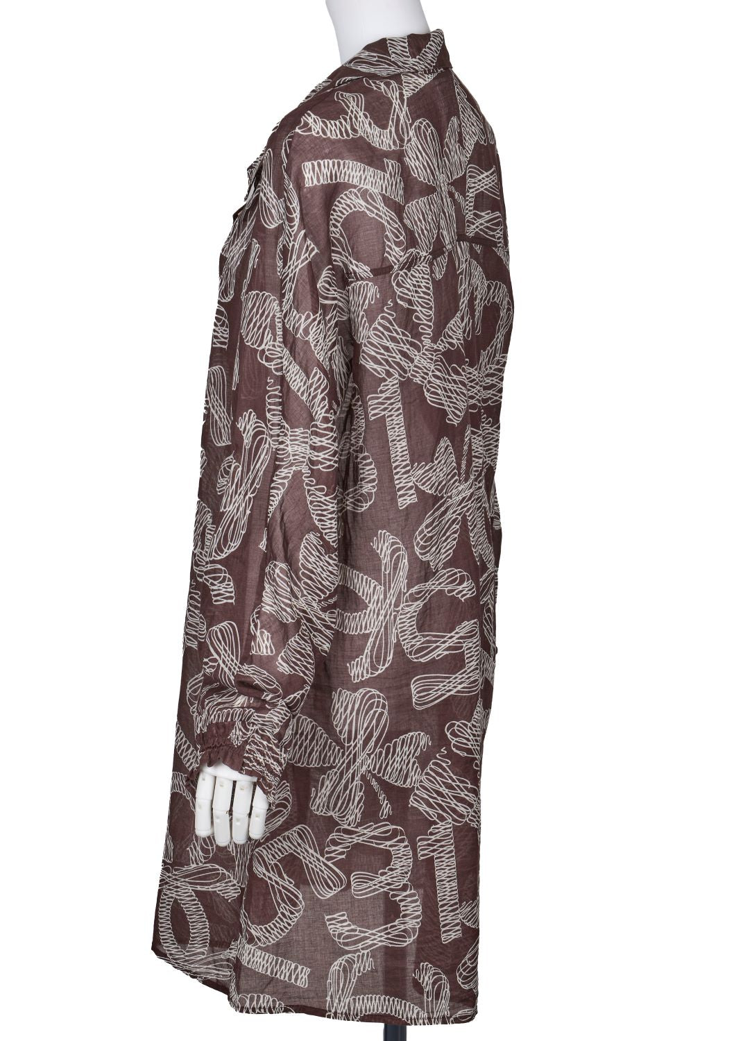 CHANEL Langarmbluse, Coco Mark Ribbon, 100 % Baumwolle, Braun, goldfarbene Metallteile, gebraucht