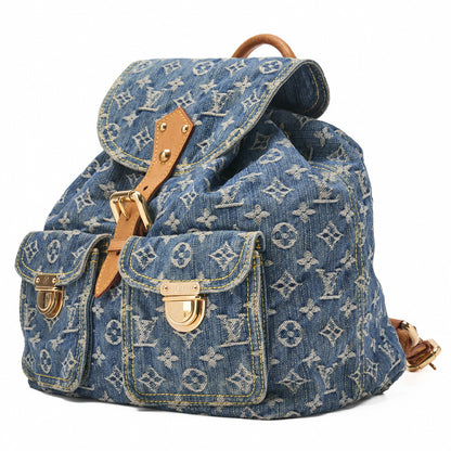 Louis Vuitton Shoulder Backpack Bag, Monogram Denim, Blue, Gold-Tone Hardware, Pre-Owned - Vintage La Charme