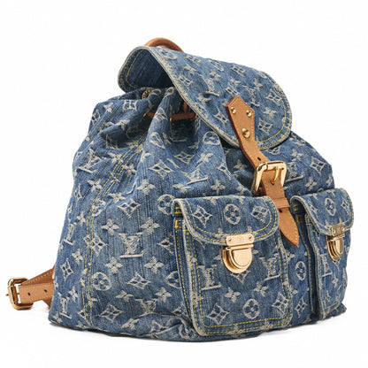 Louis Vuitton Shoulder Backpack Bag, Monogram Denim, Blue, Gold-Tone Hardware, Pre-Owned - Vintage La Charme