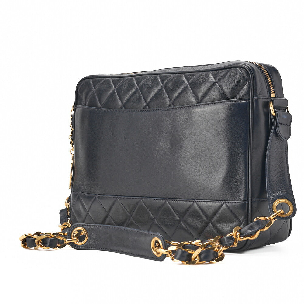 Chanel Shoulder Bag Matelasse Circle Coco Charm Lambskin Navy Gold-Tone Hardware Pre-Owned - Vintage La Charme