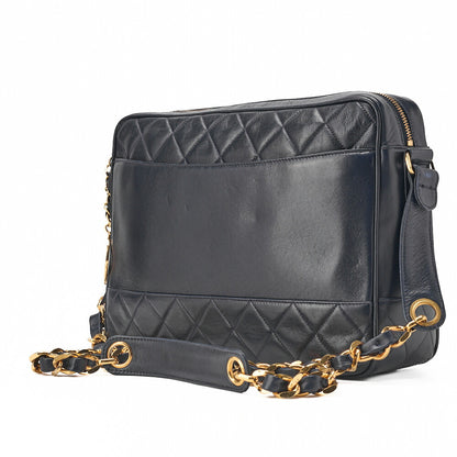 Chanel Shoulder Bag Matelasse Circle Coco Charm Lambskin Navy Gold-Tone Hardware Pre-Owned - Vintage La Charme