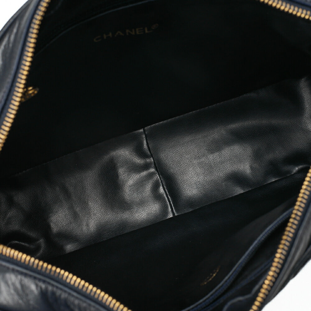 Chanel Shoulder Bag Matelasse Circle Coco Charm Lambskin Navy Gold-Tone Hardware Pre-Owned - Vintage La Charme
