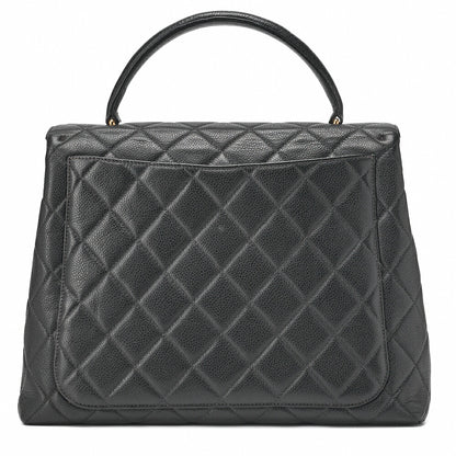 CHANEL Handbag Matelasse Turn Lock Caviar Skin Black Gold-Tone Hardware Pre-Owned - Vintage La Charme