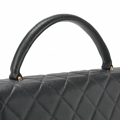 CHANEL Handbag Matelasse Turn Lock Caviar Skin Black Gold-Tone Hardware Pre-Owned - Vintage La Charme