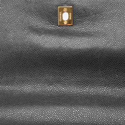 CHANEL Handbag Matelasse Turn Lock Caviar Skin Black Gold-Tone Hardware Pre-Owned - Vintage La Charme