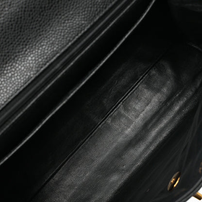 CHANEL Handbag Matelasse Turn Lock Caviar Skin Black Gold-Tone Hardware Pre-Owned - Vintage La Charme