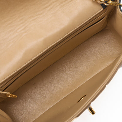 CHANEL Shoulder Bag Mademoiselle Lambskin Beige and Black Gold-Tone Hardware Pre-Owned - Vintage La Charme