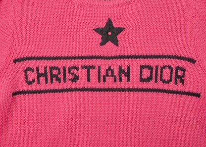 Dior T-Shirt, Short Sleeve, Cut-and-Sew, Wool Cashmere Blend, Pink, Silver-Tone Hardware, Pre-Owned - Vintage La Charme