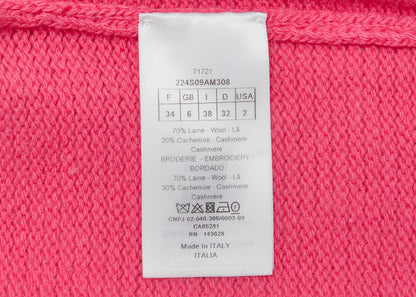 Dior T-Shirt, Short Sleeve, Cut-and-Sew, Wool Cashmere Blend, Pink, Silver-Tone Hardware, Pre-Owned - Vintage La Charme