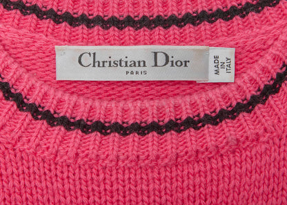 Dior T-Shirt, Short Sleeve, Cut-and-Sew, Wool Cashmere Blend, Pink, Silver-Tone Hardware, Pre-Owned - Vintage La Charme