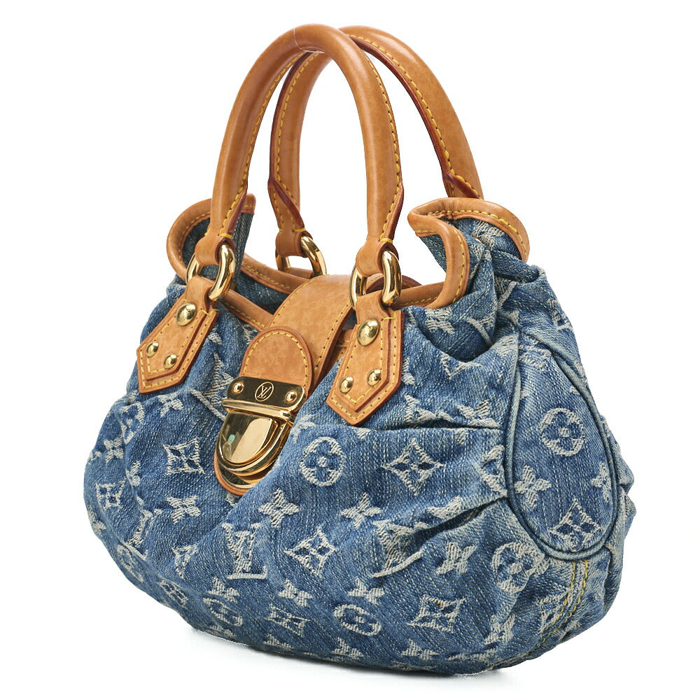 Louis Vuitton Handbag Pleaty Monogram Denim Blue Gold-Tone Hardware Pre-Owned - Vintage La Charme