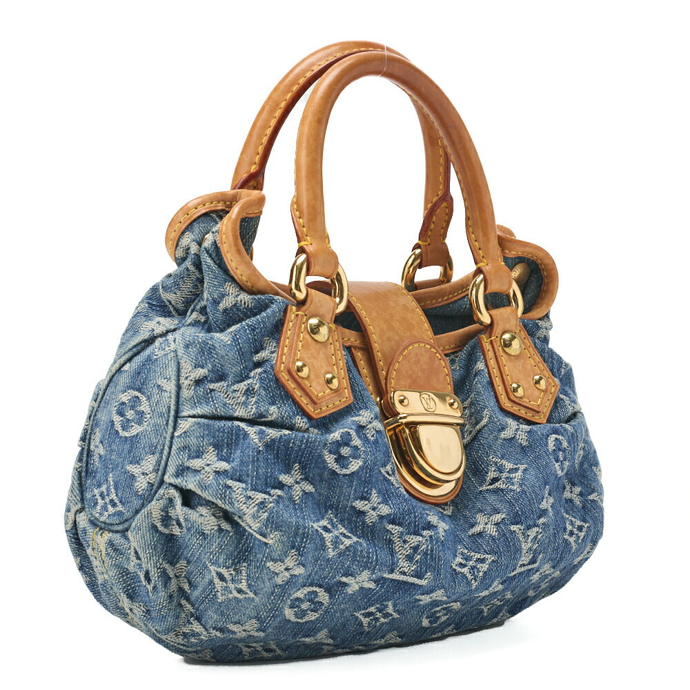 Louis Vuitton Handbag Pleaty Monogram Denim Blue Gold-Tone Hardware Pre-Owned - Vintage La Charme