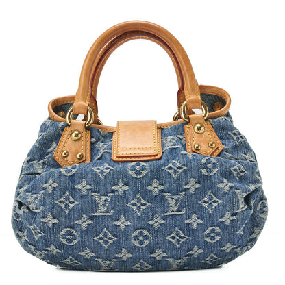 Louis Vuitton Handbag Pleaty Monogram Denim Blue Gold-Tone Hardware Pre-Owned - Vintage La Charme