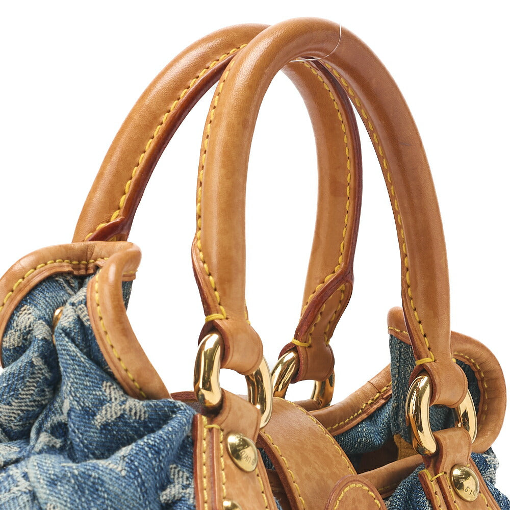 Louis Vuitton Handbag Pleaty Monogram Denim Blue Gold-Tone Hardware Pre-Owned - Vintage La Charme