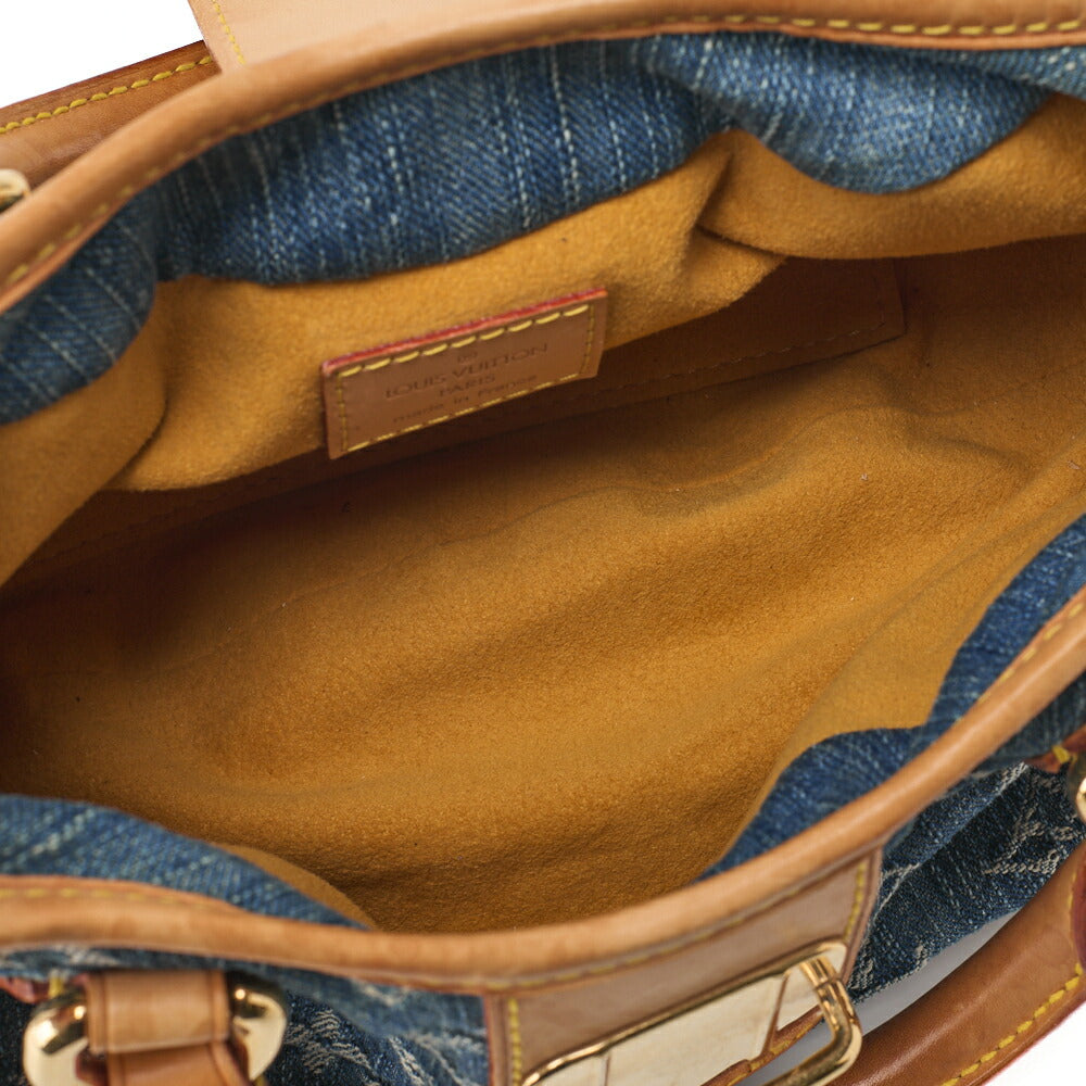 Louis Vuitton Handbag Pleaty Monogram Denim Blue Gold-Tone Hardware Pre-Owned - Vintage La Charme