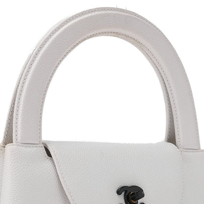CHANEL Handbag Mini Kelly Type Caviar Skin White Gold-Tone Hardware Pre-Owned - Vintage La Charme