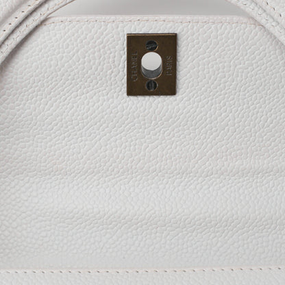 CHANEL Handbag Mini Kelly Type Caviar Skin White Gold-Tone Hardware Pre-Owned - Vintage La Charme