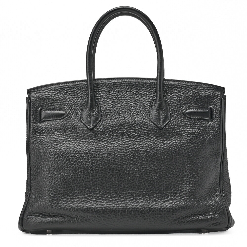 HERMES Birkin 30 Handbag Tryon Clemence Black Silver-Tone Hardware Pre-Owned - Vintage La Charme