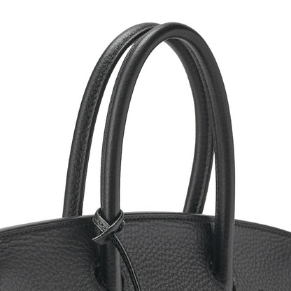 HERMES Birkin 30 Handbag Tryon Clemence Black Silver-Tone Hardware Pre-Owned - Vintage La Charme
