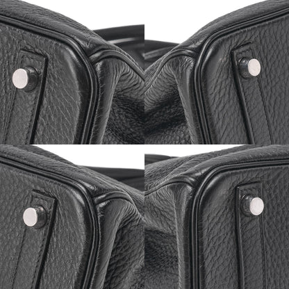 HERMES Birkin 30 Handbag Tryon Clemence Black Silver-Tone Hardware Pre-Owned - Vintage La Charme