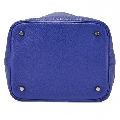 HERMES Picotin Lock MM Handbag, Tryon Clemence, Blue Electric, Silver-Tone Hardware, Pre-Owned - Vintage La Charme