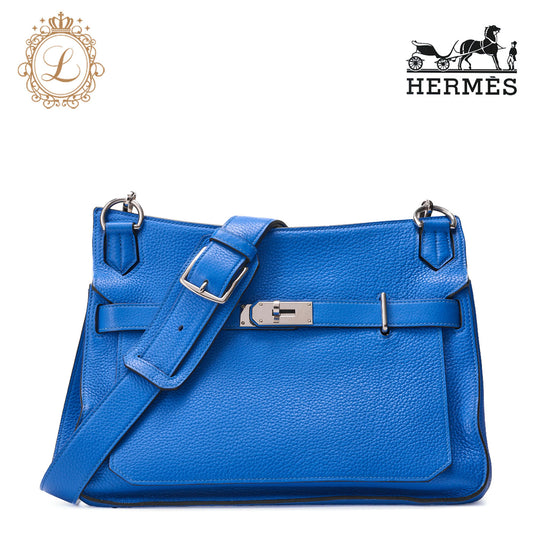 HERMES Gypsiere 34 Shoulder Bag Tryon Clemence Blue Zanzibar Silver-Tone Hardware Pre-Owned - Vintage La Charme