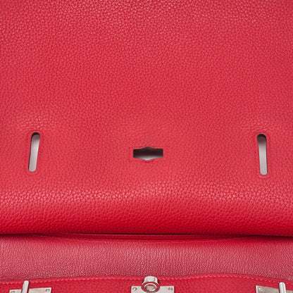 HERMES Gypsiere 34 Shoulder Bag Tryon Clemence Rouge Casaque Silver-Tone Hardware Pre-Owned - Vintage La Charme