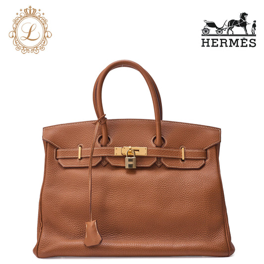 HERMES Birkin 35 Handbag Togo Gold Gold-Tone Hardware Pre-Owned - Vintage La Charme