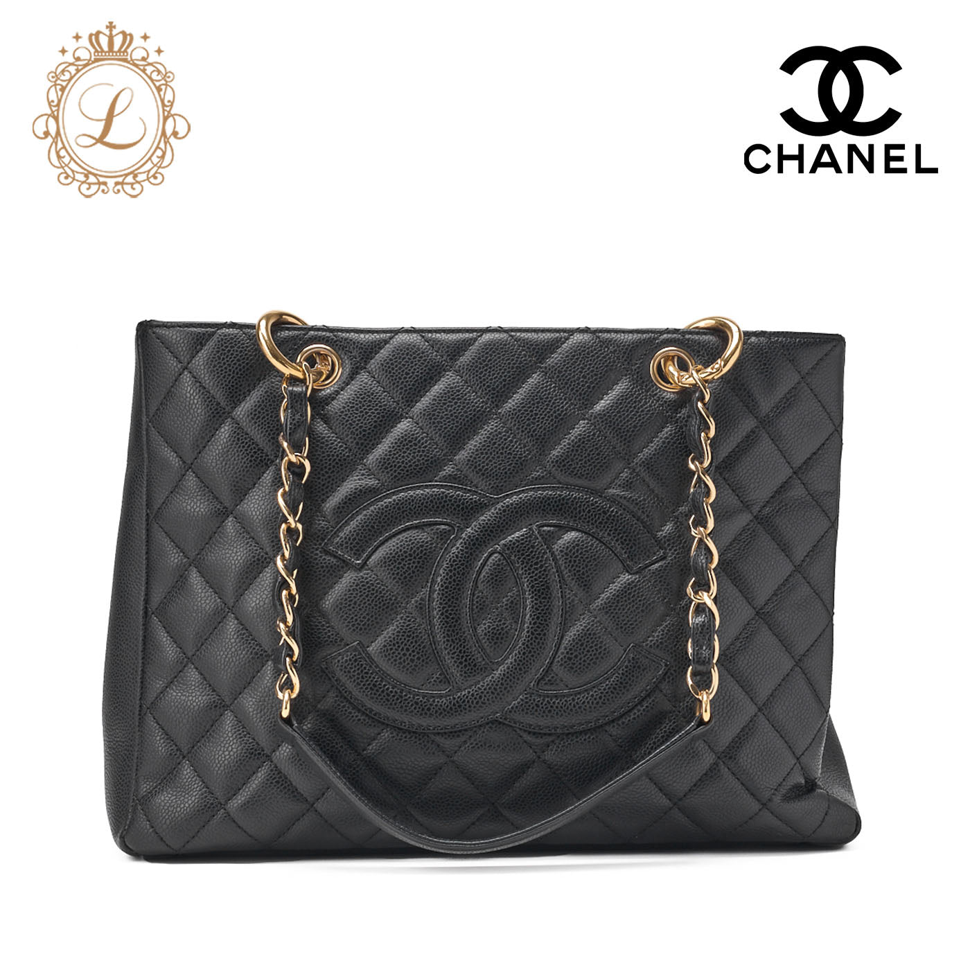 CHANEL Shoulder Bag Matelasse Caviar Skin Black Gold-Tone Hardware Pre-Owned - Vintage La Charme