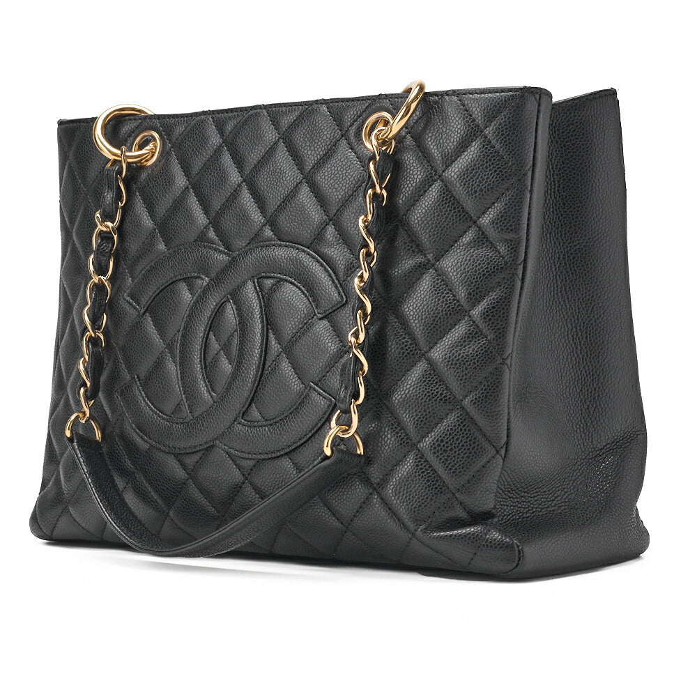 CHANEL Shoulder Bag Matelasse Caviar Skin Black Gold-Tone Hardware Pre-Owned - Vintage La Charme