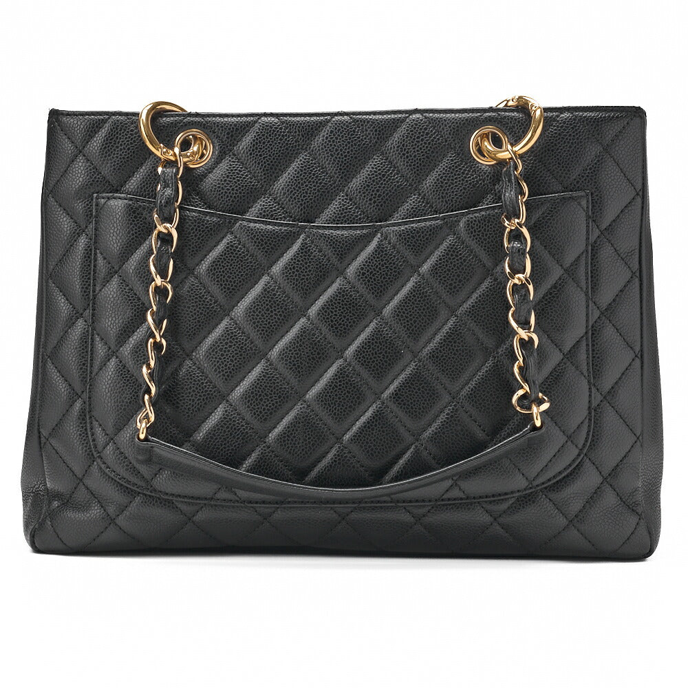 CHANEL Shoulder Bag Matelasse Caviar Skin Black Gold-Tone Hardware Pre-Owned - Vintage La Charme