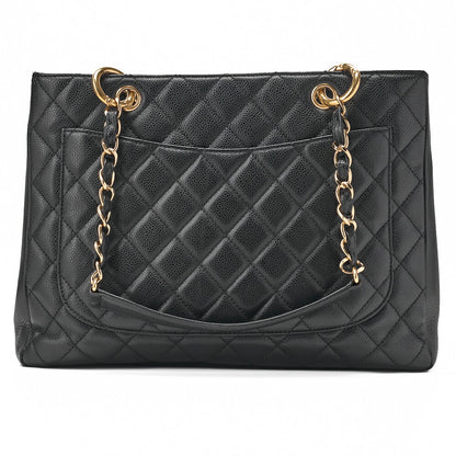 CHANEL Shoulder Bag Matelasse Caviar Skin Black Gold-Tone Hardware Pre-Owned - Vintage La Charme