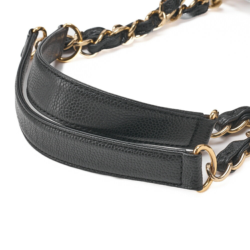 CHANEL Shoulder Bag Matelasse Caviar Skin Black Gold-Tone Hardware Pre-Owned - Vintage La Charme