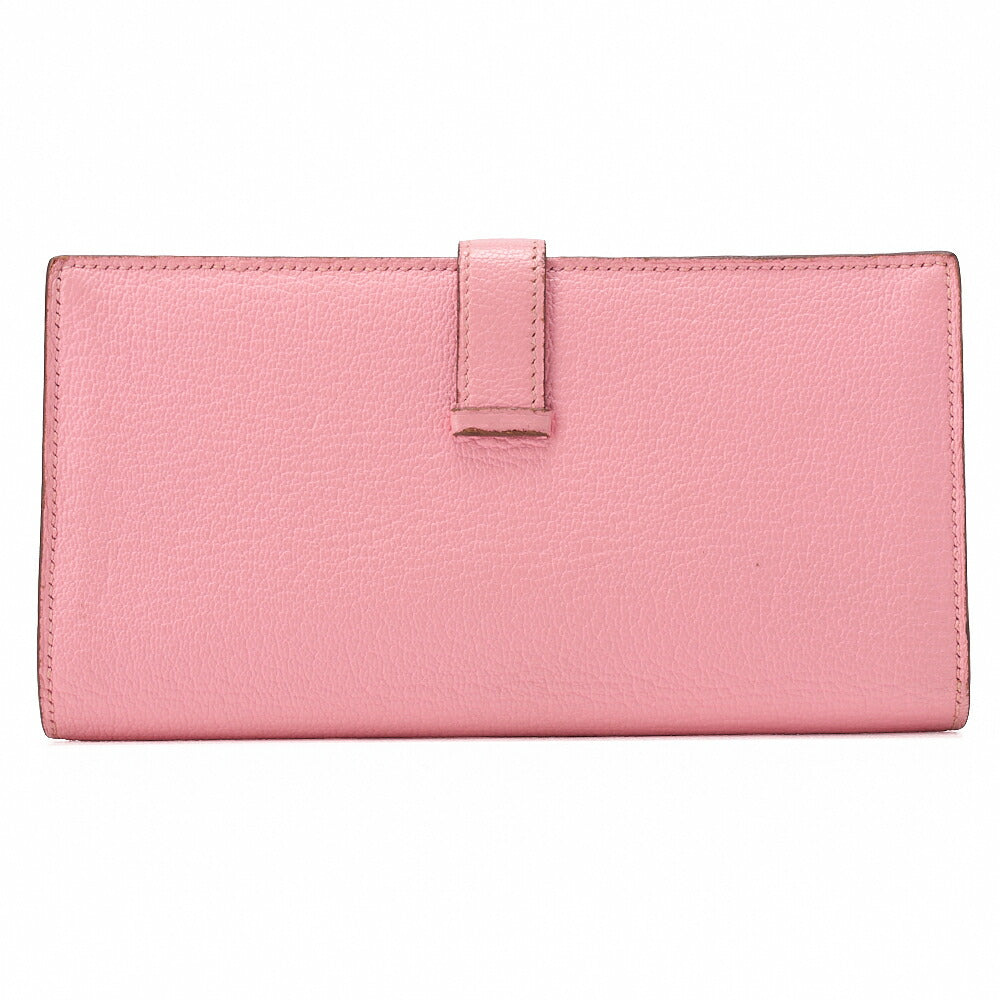 HERMES Bearn Soufflet Bi-fold Long Wallet Chèvre Rose Confetti Silver-Tone Hardware Pre-Owned - Vintage La Charme