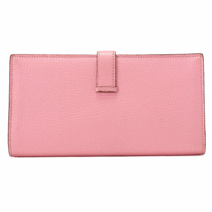 HERMES Bearn Soufflet Bi-fold Long Wallet Chèvre Rose Confetti Silver-Tone Hardware Pre-Owned - Vintage La Charme