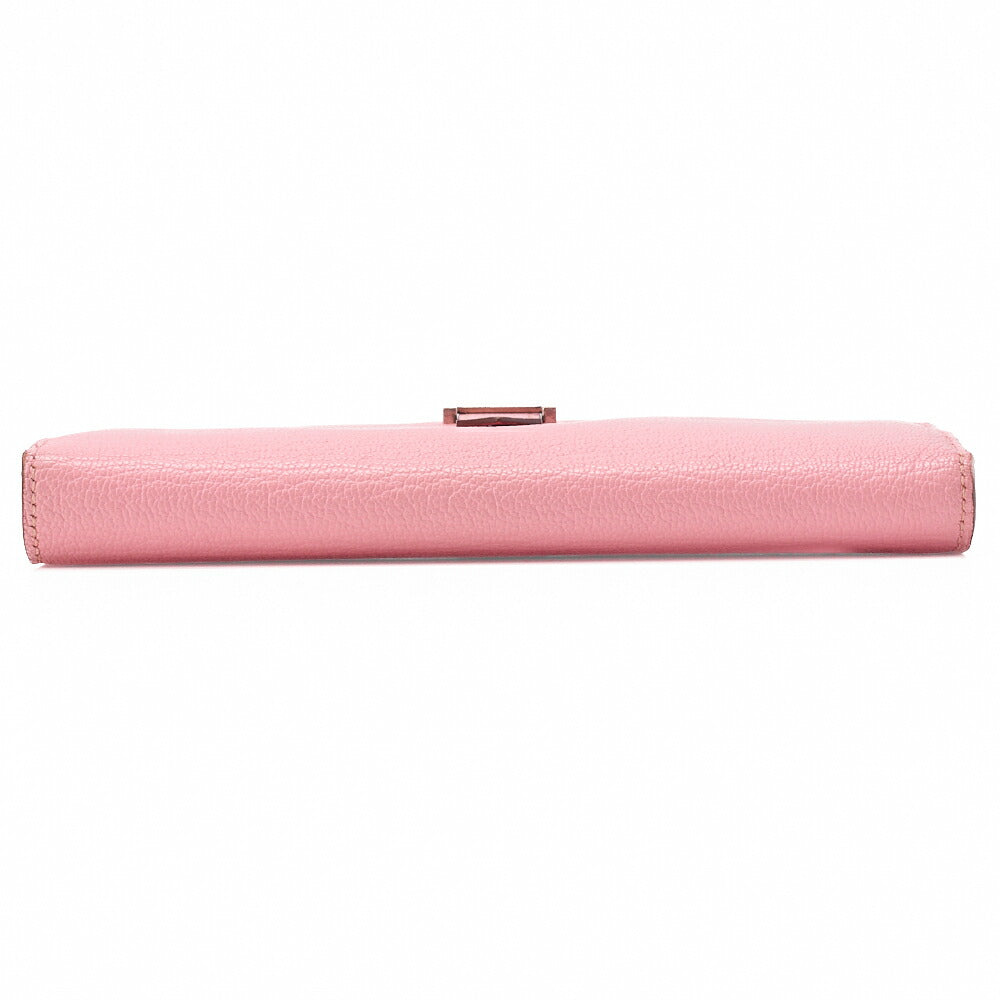 HERMES Bearn Soufflet Bi-fold Long Wallet Chèvre Rose Confetti Silver-Tone Hardware Pre-Owned - Vintage La Charme